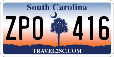 SC license plate ZPO416