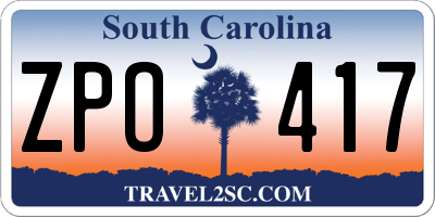 SC license plate ZPO417