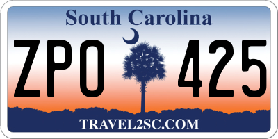 SC license plate ZPO425