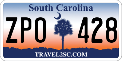 SC license plate ZPO428