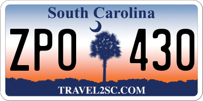 SC license plate ZPO430