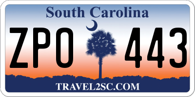 SC license plate ZPO443
