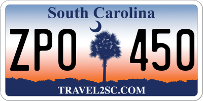 SC license plate ZPO450