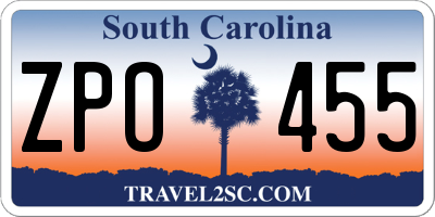 SC license plate ZPO455