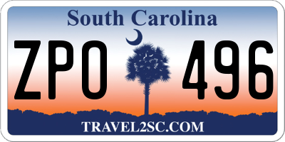 SC license plate ZPO496