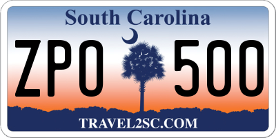 SC license plate ZPO500