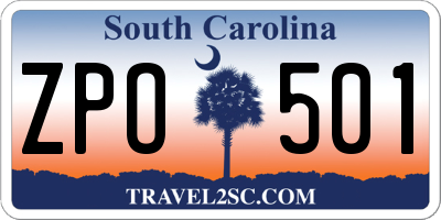 SC license plate ZPO501
