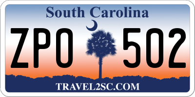 SC license plate ZPO502