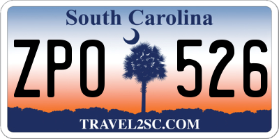 SC license plate ZPO526