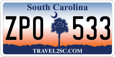 SC license plate ZPO533