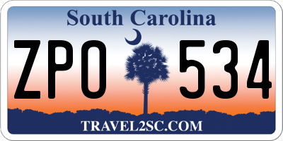SC license plate ZPO534