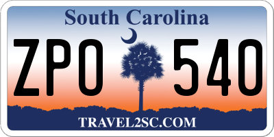 SC license plate ZPO540