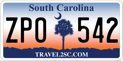 SC license plate ZPO542