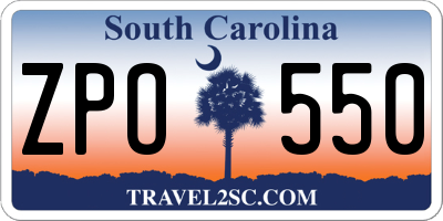 SC license plate ZPO550
