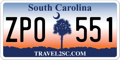 SC license plate ZPO551