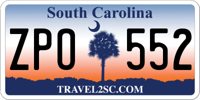 SC license plate ZPO552