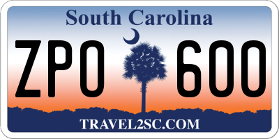 SC license plate ZPO600