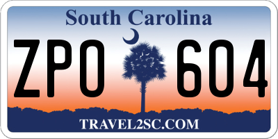 SC license plate ZPO604