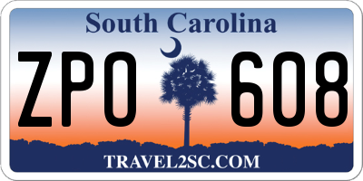 SC license plate ZPO608