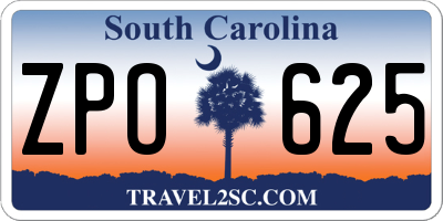 SC license plate ZPO625