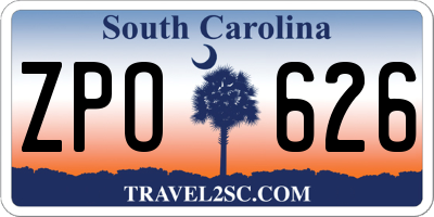 SC license plate ZPO626