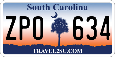 SC license plate ZPO634