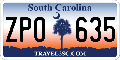 SC license plate ZPO635