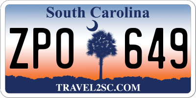 SC license plate ZPO649