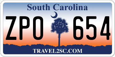 SC license plate ZPO654