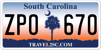 SC license plate ZPO670
