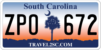 SC license plate ZPO672