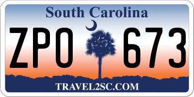 SC license plate ZPO673