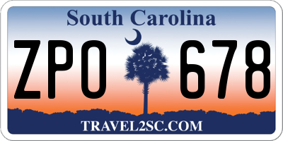 SC license plate ZPO678