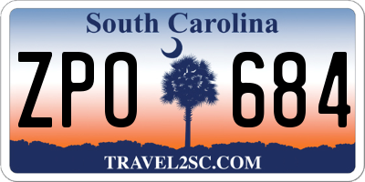 SC license plate ZPO684