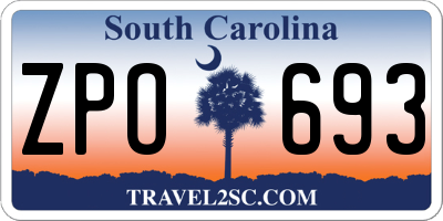 SC license plate ZPO693