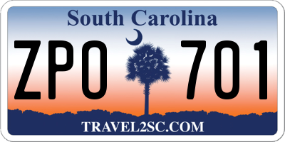 SC license plate ZPO701