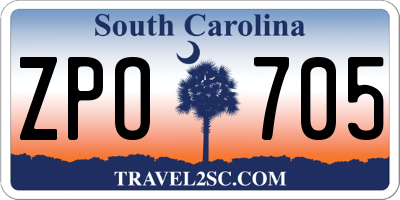 SC license plate ZPO705