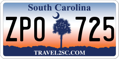 SC license plate ZPO725