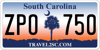 SC license plate ZPO750