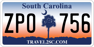 SC license plate ZPO756