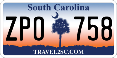 SC license plate ZPO758