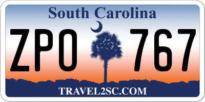 SC license plate ZPO767