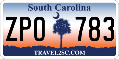 SC license plate ZPO783