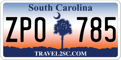 SC license plate ZPO785