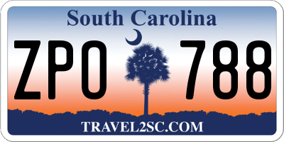 SC license plate ZPO788