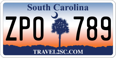 SC license plate ZPO789
