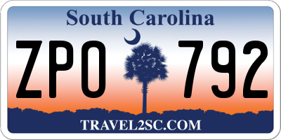 SC license plate ZPO792