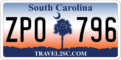 SC license plate ZPO796