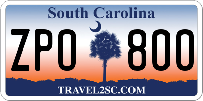 SC license plate ZPO800