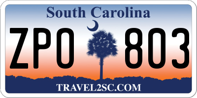 SC license plate ZPO803